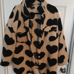 Heart Patterned Tan and Black Jacket